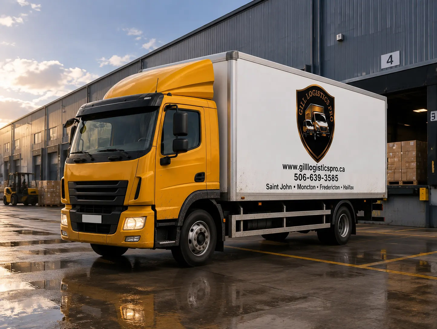 Courier truck on the road